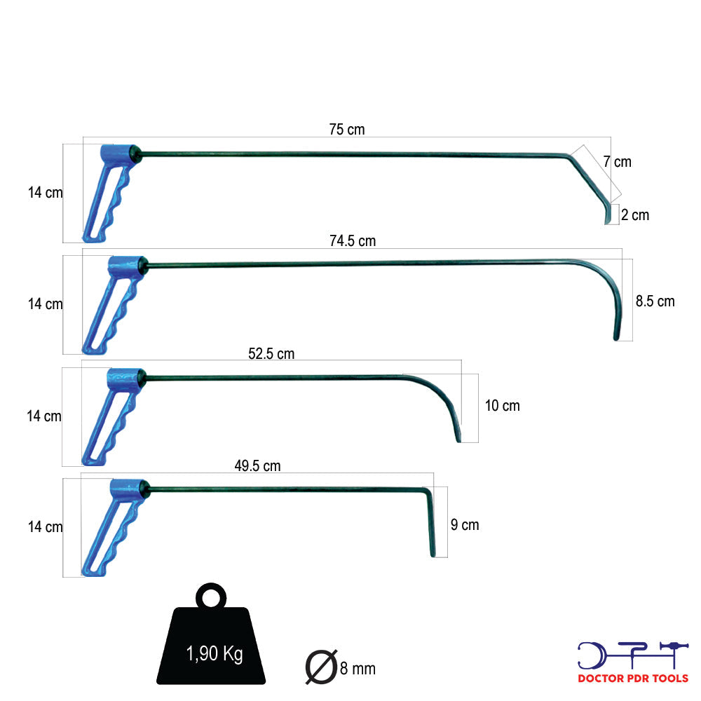 Pdr Tools 4 Pcs Swivel Arm Steel Rod Set